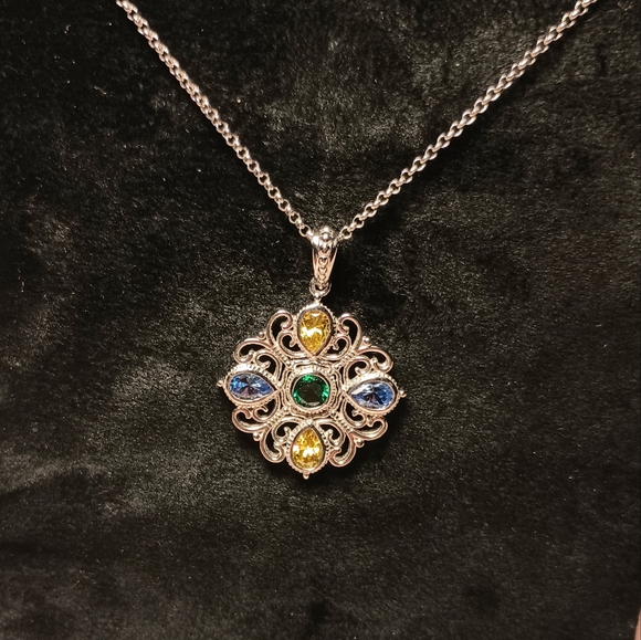 Rhodium Bella Luce Diamond Simulant Necklace .925 Sterling Silver Chain - Picture 2 of 4